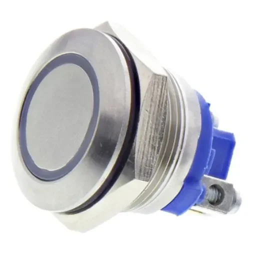 APEM Illuminated Push Button Switch, Momentary, 19.2mm Cutout, SPST, Blue LED, IP67 - AV9SLD9481002K product image