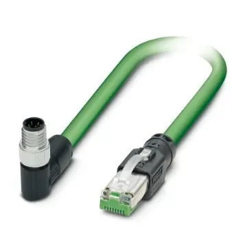 Phoenix Contact, 5m Cat5, Green M8 to Male RJ45 Male, STP Shielded, Terminated Polyurethane Sheath - 1080545 product image