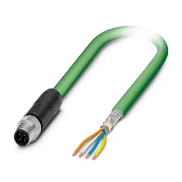 Phoenix Contact, 5m Cat5, Green M8 to Male Unterminated Shielded, Terminated PUR Sheath - 1423705 product image