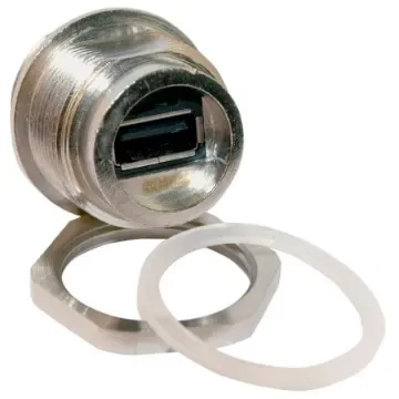 CONEC Straight, Panel Mount, Socket to Socket- Single Port Type A 2.0 IP67 USB Adaptor - 17-200321 product image