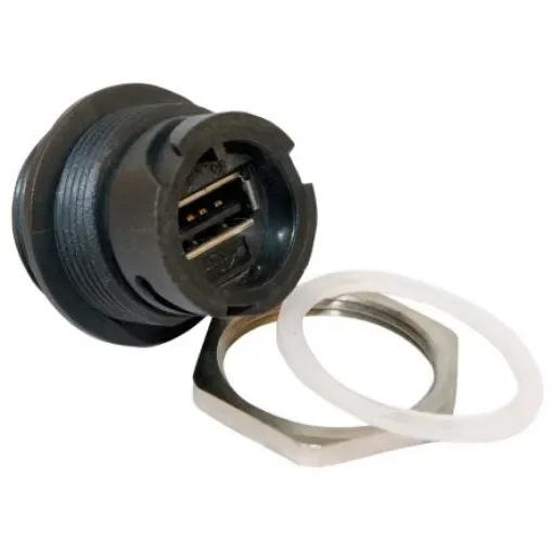 CONEC Straight, Panel Mount, Socket to Socket- Single Port Type A 2.0 IP67 USB Adaptor - 17-200611 product image