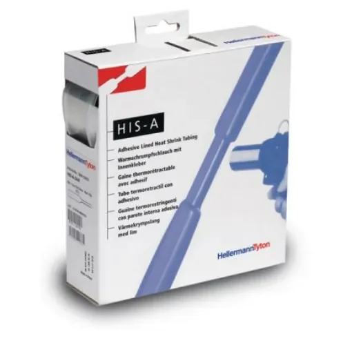 HellermannTyton Adhesive Lined Heat Shrink Tubing, Clear 18mm Sleeve Dia. x 4m Length 3:1 Ratio, HIS-A Series - 308-11803 HIS-A-18/6-PO-X-CL (4) product image