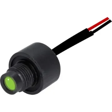Oxley STR501 Series Green Indicator, 12V dc, 8mm Mounting Hole Size, Lead Wires Termination, IP68 - STR/501/LH8/12/FL30H/GN product image