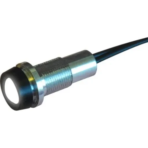 Oxley STRLH10 Series White Indicator, 12V dc, 10mm Mounting Hole Size, Lead Wires Termination, IP68 - STR/LH10/12/FL30H/WE product image