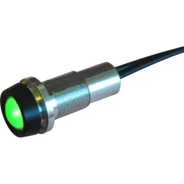 Oxley STRLH10 Series Green Indicator, 230V dc, 10mm Mounting Hole Size, Lead Wires Termination, IP68 - STR/LH10/230/FL30/GN product image