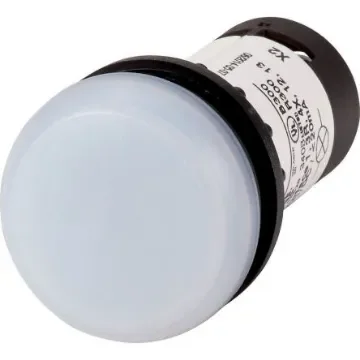 Eaton, Panel Mount White LED Indicator, 22.5mm Cutout, IP67, IP69K, Dome - 121644 C22-L-W-230 product image