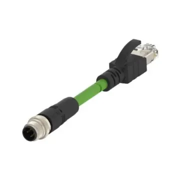 TE ConnectivityTCD1474, 500mm Cat5e, Green M12 to Male RJ45 Male Shielded, Terminated PVC Sheath - TCD14741111-001 product image