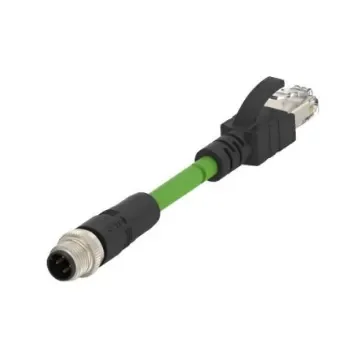 TE ConnectivityTCD1474, 2m Cat5e, Green M12 to Male RJ45 Male Shielded, Terminated PUR Sheath - TCD14745101-020 product image