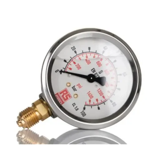 RS PRO G 1/4 Analogue Pressure Gauge 100bar Bottom Entry 63mm Outside Diameter - 2310194 product image