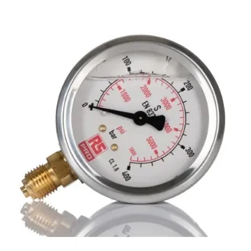 RS PRO G 1/4 Analogue Pressure Gauge 400bar Bottom Entry 63mm Outside Diameter - 2310196 product image