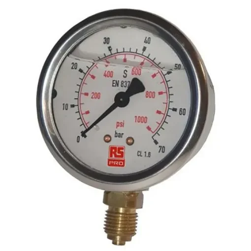 RS PRO G 3/8 Analogue Pressure Gauge 10bar Bottom Entry 100mm Outside Diameter - 2310198 product image