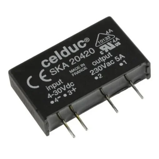 Celduc SK Series Solid State Relay, 4 A Load, PCB Mount, 275 V ac Load, 30 V dc Control - SKA20420 product image
