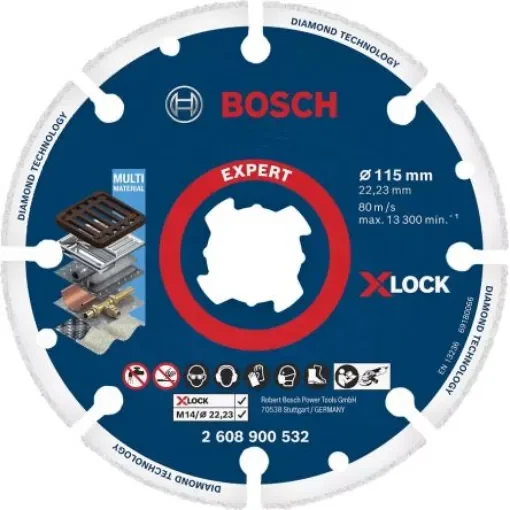 Bosch X-Lock Diamond Cutting Disc, 115mm x 3mm Thick, 1 in pack - 2608900532 product image
