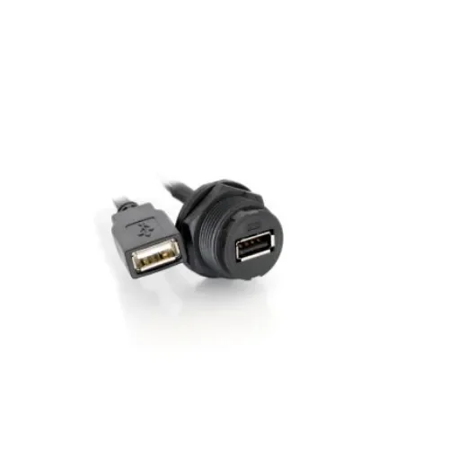 RS PRO Straight, Panel Mount, Socket- Single Port Type A 2.0 IP67 Type A USB Connector - 2317878 product image