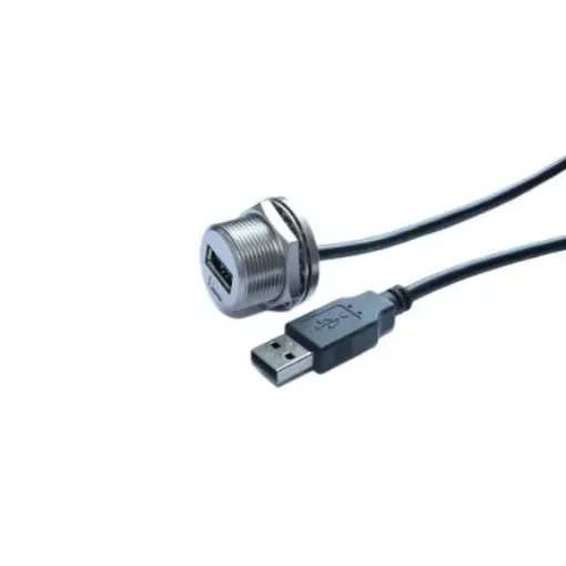 RS PRO Straight, Panel Mount, Socket- Single Port Type A 2.0 IP68 Type A USB Connector - 2317937 product image