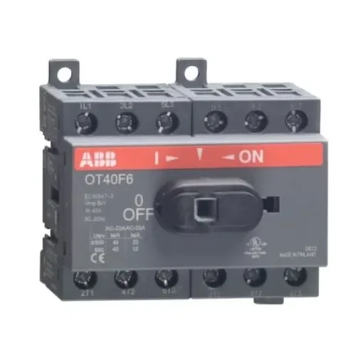 ABB 6 Pole Base Mounting Switch Disconnector - 40A Maximum Current, 11kW Power Rating, IP20 - 1SCA104936R1001 OT40F6 product image