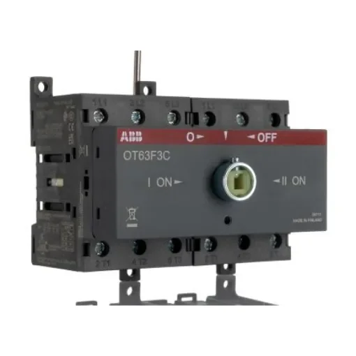 ABB 3 Pole Base Mounting Changeover Switch - 63A Maximum Current, 22kW Power Rating, IP20 - 1SCA105338R1001 OT63F3C product image
