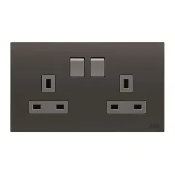 ABB Black 2 Gang Plug Socket, 2 Poles, 13A - 2CLA643719N1501 AM239147-S product image