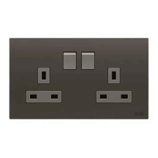 ABB Black 2 Gang Plug Socket, 2 Poles, 13A - 2CLA643719N1501 AM239147-S product image