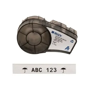 Brady B-423 Black on Black on White Label Printer Tape, 6.4 m Length, 12.70 mm Width - M21-500-423 product image