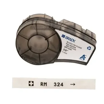 Brady B-430 Black on Black on Transparent Label Printer Tape, 6.4 m Length, 9.53 mm Width - M21-375-430 product image