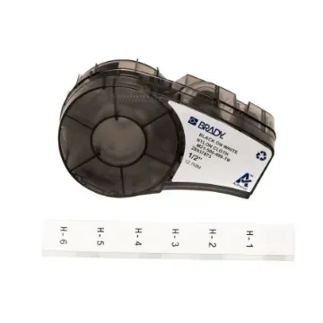 Brady B-499 Nylon Cloth Black on White Label Printer Tape, 4.88 m Length, 12.7 mm Width - M21-500-499-TB product image