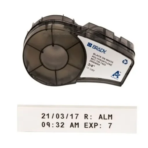 Brady B-7425 Black on White Label Printer Tape, 6.4 m Length, 19.05 mm Width - M21-750-7425 product image