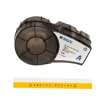 Brady B-595 Black on Black on Yellow Label Printer Tape, 6.4 m Length, 6.35 mm Width - M21-250-595-YL product image
