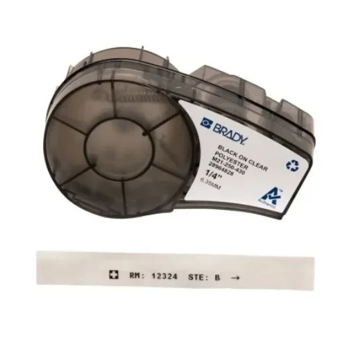 Brady B-430 Black on Black on Transparent Label Printer Tape, 6.4 m Length, 6.35 mm Width - M21-250-430 product image
