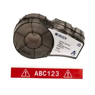 Brady B-595 White on White on Red Label Printer Tape, 6.4 m Length, 12.70 mm Width - M21-500-595-RD product image