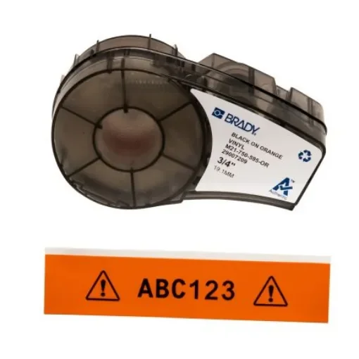 Brady B-595 Black on Black on Orange Label Printer Tape, 6.4 m Length, 19.05 mm Width - M21-750-595-OR product image