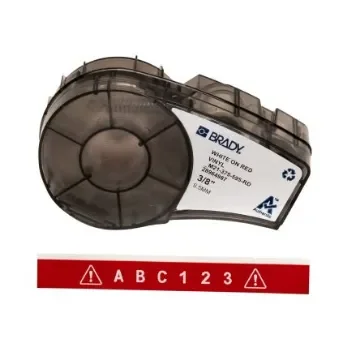 Brady B-595 White on White on Red Label Printer Tape, 6.4 m Length, 9.53 mm Width - M21-375-595-RD product image