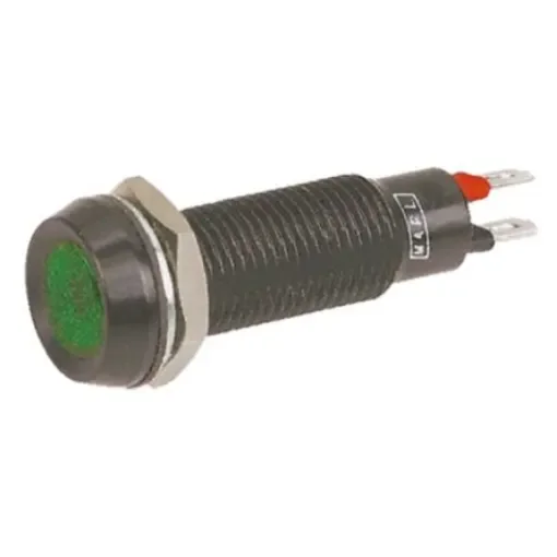 Marl Green Panel Mount Indicator, 3.2V ac/dc, 8.1mm Mounting Hole Size, Solder Tab Termination, IP67 - 677-532-04 product image