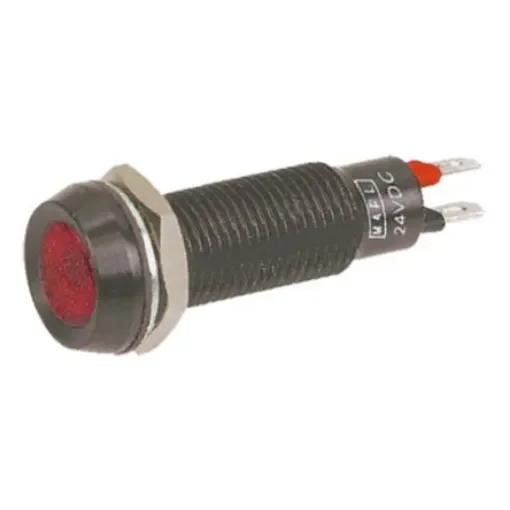 Marl Red Panel Mount Indicator, 12V dc, 8.1mm Mounting Hole Size, Solder Tab Termination - 677-501-21 product image