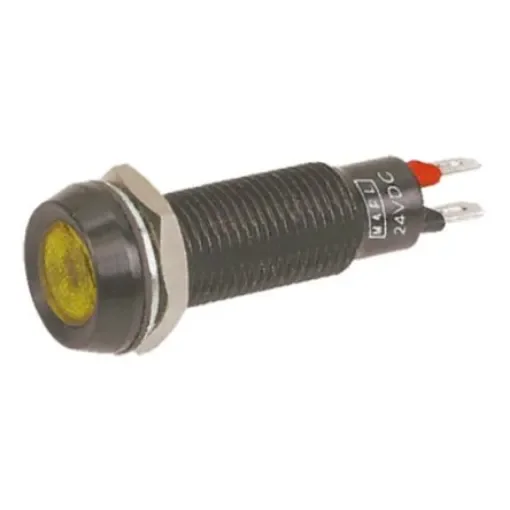 Marl Yellow Panel Mount Indicator, 12V dc, 8.1mm Mounting Hole Size, Solder Tab Termination - 677-521-21 product image