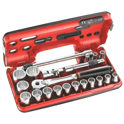 Facom 21-Piece Metric 1/2 in Standard Socket Set with Ratchet, 12 point - SL.DBOX501 product image
