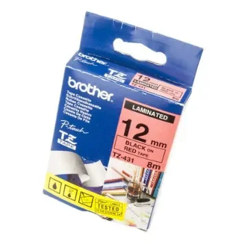 Brother Black on Red Label Printer Tape, 8 m Length, 12 mm Width - TZe-431 product image