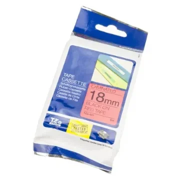 Brother Black on Red Label Printer Tape, 8 m Length, 18 mm Width - TZe-441 product image