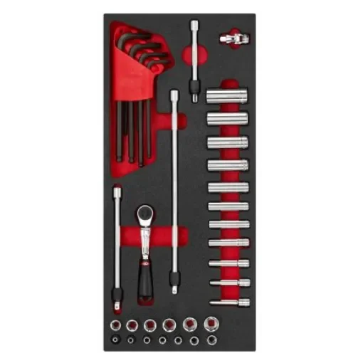 Facom 30-Piece Metric 1/4 in Deep Socket/Standard Socket/Allen Key Set with Ratchet, 6 point - MODM.RL2 product image