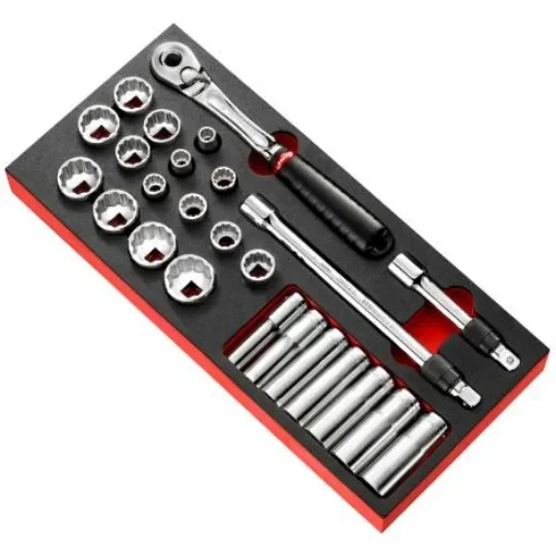 Facom 25-Piece Imperial 1/2 in Deep Socket/Standard Socket Set with Ratchet, 12 point - MODM.SL2U product image