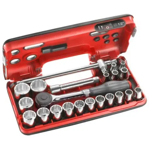 Facom 22-Piece Metric 1/2 in Standard Socket Set with Ratchet, 12 point - S.360DBOX412 product image