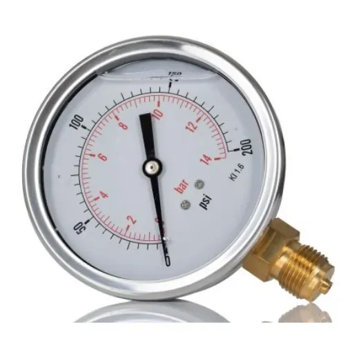 RS PRO BSP 1/2in Analogue Pressure Gauge 200psi Bottom Entry 100mm Outside Diameter - 2351297 product image