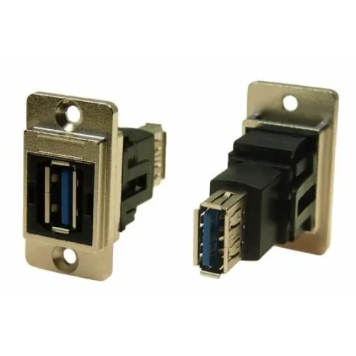 RS PRO Straight, Panel Mount, Socket to Socket- Dual Port Type A to A 3.0 USB Connector - 2354748 product image