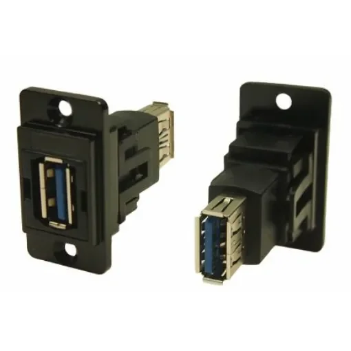RS PRO Straight, Panel Mount, Socket to Socket- Dual Port Type A to A 3.0 USB Connector - 2354749 product image