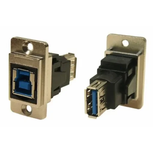RS PRO Straight, Panel Mount, Socket to Socket- Dual Port Type B to A 3.0 USB Connector - 2354750 product image
