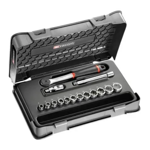 Facom 15-Piece Metric 3/8 in Standard Socket Set with Ratchet, 6 point - J.161-1P6 product image