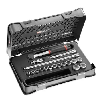 Facom 18-Piece Metric 3/8 in Standard Socket Set with Ratchet, 6 point - J.161-2P6PF product image