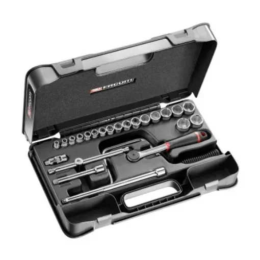 Facom 24-Piece Metric 3/8 in Standard Socket Set with Ratchet, 6 point - J.161-4P6 product image