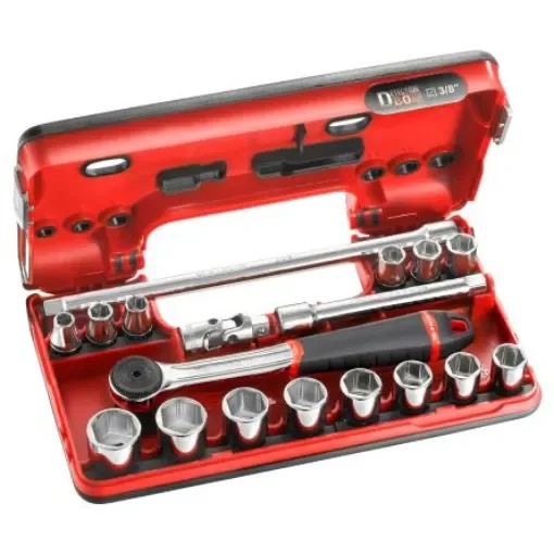 Facom 18-Piece Metric 3/8 in Standard Socket Set with Ratchet, 6 point - J.161DBOX1 product image