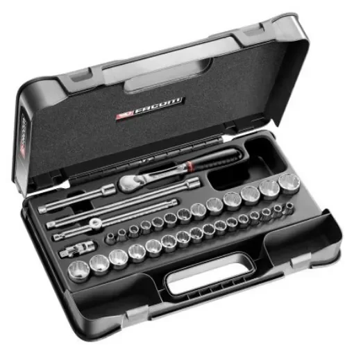 Facom 34-Piece Imperial, Metric 3/8 in Standard Socket Set with Ratchet, 12 point - JL.430AMU product image